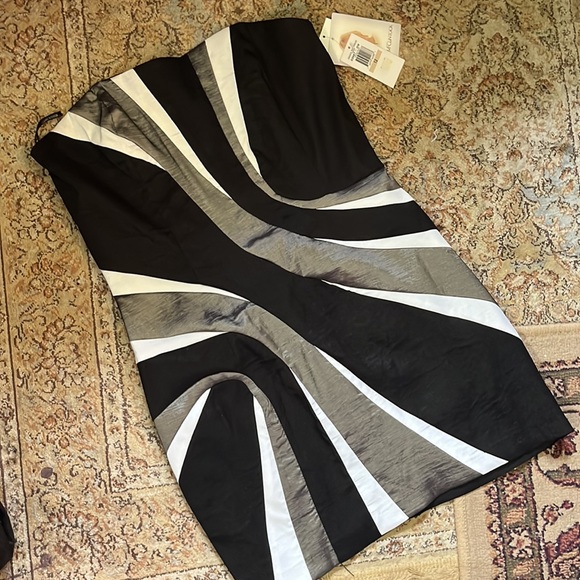 Vtg 80's JESSICA MCCLINTOCK Size 12 Colorblock Strapless Wave Neckline NEW - Picture 12 of 15